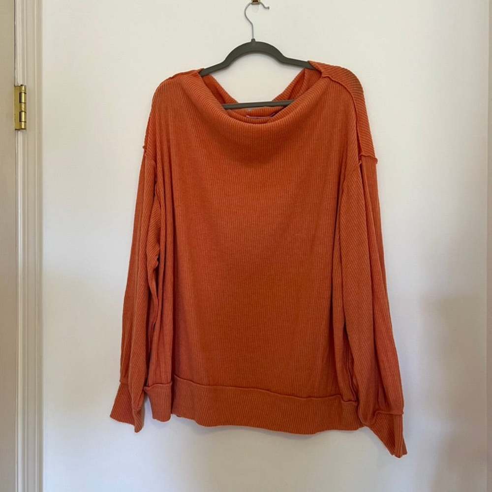 We The Free Orange Slouchy Ribbed Oversized Sweater Medium